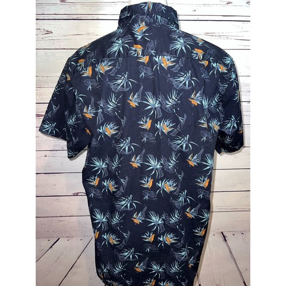 Molokai Surf Co Short Sleeve Button Front‎ Shirt Black Large Hawaiian Tropical - Picture 5 of 8